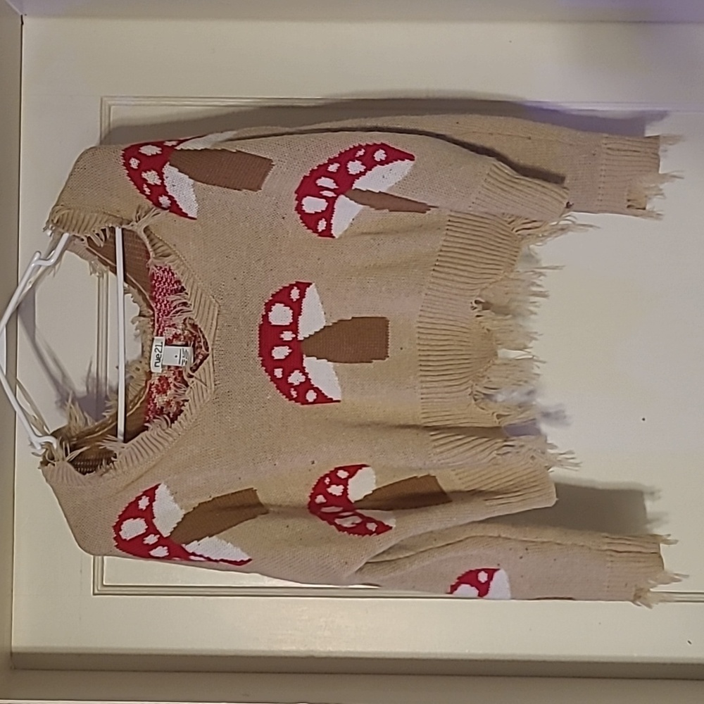 RUE 21 small off the shoulder mushroom sweater